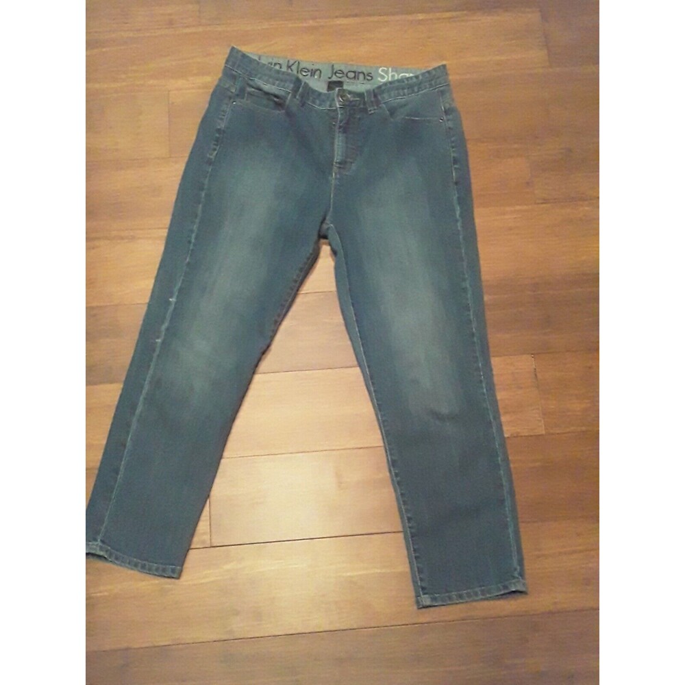 Calvin Klein Shape Women's Jeans Straight Size 8 Light Wash High Rise Cropped